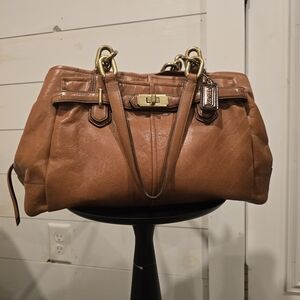 Coach Tan Leather Satchel with Gold Hardware